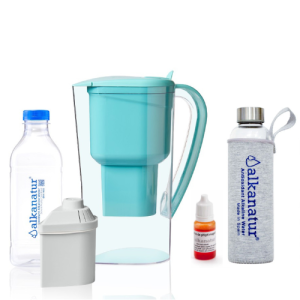 Jarra Alkanatur Drops com 1 filtro para 400 litros + Garrafa de Borossilicato (500ml)